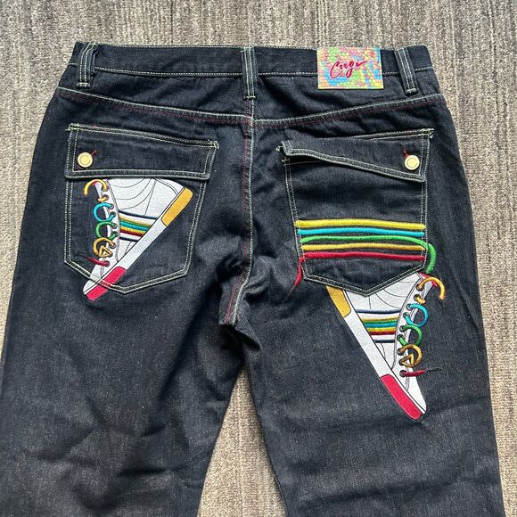 Coogi Vintage Y2K Rainbow Sneaker Jeans, Size 40 x 34, Dark Wash - Picture 2 of 8